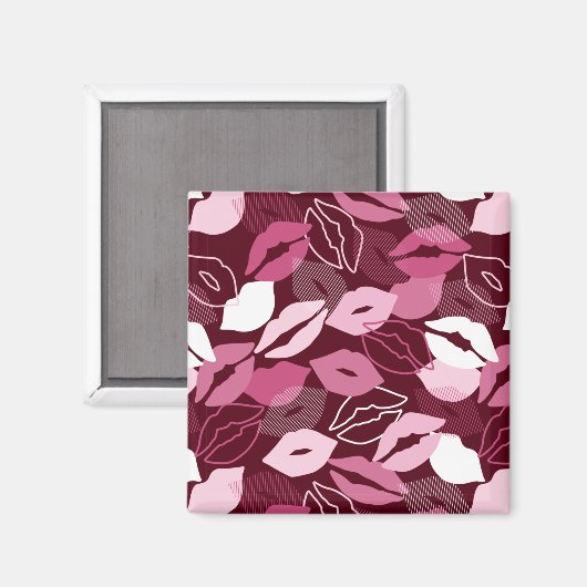 Passionierte Rosa Lippen Küssen Muster Magnet (Vorderseite/Rückseite)