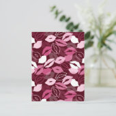 Passionierte Rosa Lippen Küssen Muster Postkarte (Stehend Vorderseite)