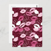 Passionierte Rosa Lippen Küssen Muster Postkarte (Vorne/Hinten)