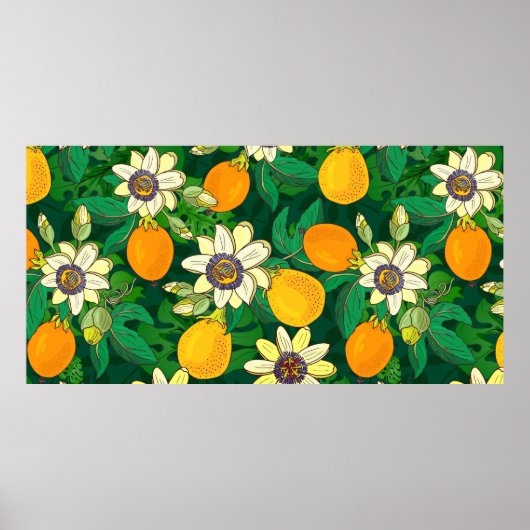 Passionsblume (Passiflora, Passionsfrucht) auf ein Poster (Vorne)