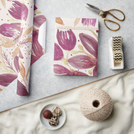 Passionslose Blume, Aquarellbrunnen und Gold Geschenkpapier