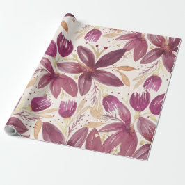 Passionslose Blume, Aquarellbrunnen und Gold Geschenkpapier