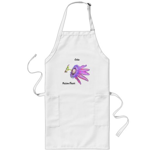 Passionsnummer Blume mit Name Lange Schürze (Vorne)