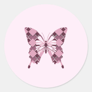 Passionsrosa Diamant Schmetterling Runder Aufkleber