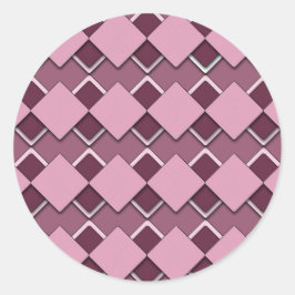 Passionsrosa Platz und kariertes Muster Runder Aufkleber