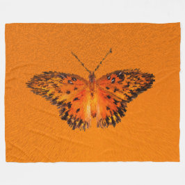 Passionsschmetterling auf orangefarbenem Hintergru Fleecedecke