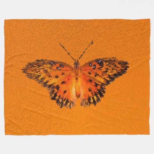 Passionsschmetterling auf orangefarbenem Hintergru Fleecedecke (Vorderseite (Horizontal))