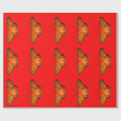 Passionsschmetterlingorange auf Rot Geschenkpapier (Flach)
