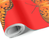 Passionsschmetterlingorange auf Rot Geschenkpapier (Rolleneckpunkt)