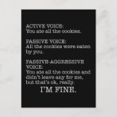 Passiv-aggressive Stimme Funny Sarcastic Zitat Postkarte (Vorderseite)