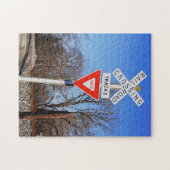 Passiver Bahnübergang mit Spurkranzzeichen Puzzle (Horizontal)