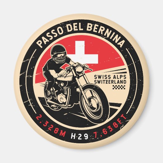 Passo del Bernina | Schweiz | Motorrad Magnet (Vorne)
