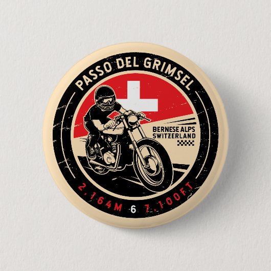 Passo Del Grimsel | Schweiz | Motorrad Button (Vorderseite)