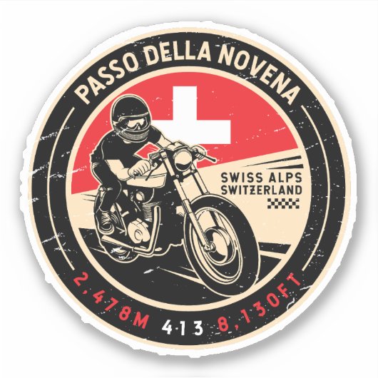 Passo della Novena | Schweiz | Motorrad Aufkleber (Vorderseite)