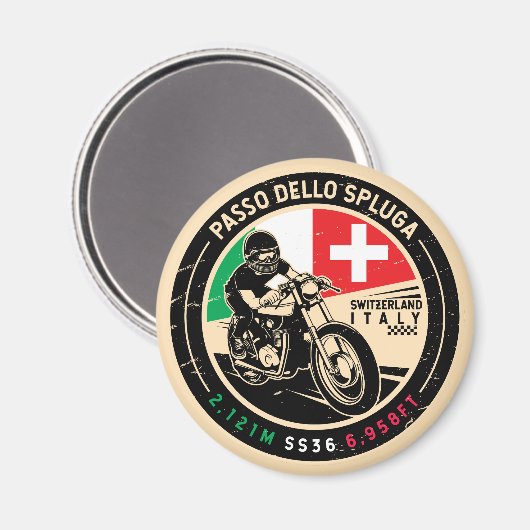 Passo Dello Spluga Italien Schweiz Motorrad Magnet (Vorderseite/Rückseite)