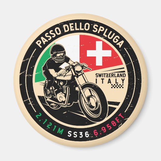 Passo Dello Spluga Italien Schweiz Motorrad Magnet (Vorne)