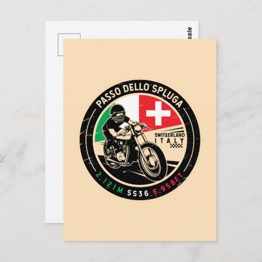 Passo Dello Spluga Italien Schweiz Motorrad Postkarte (Vorne/Hinten)