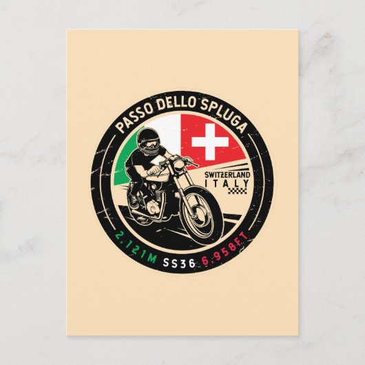 Passo Dello Spluga Italien Schweiz Motorrad Postkarte (Vorderseite)