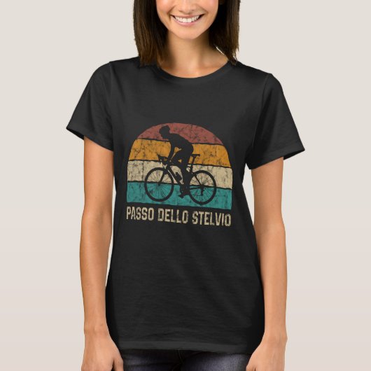 Passo Dello Stelvio Cycling Climb T Shirt Retro (Vorderseite)