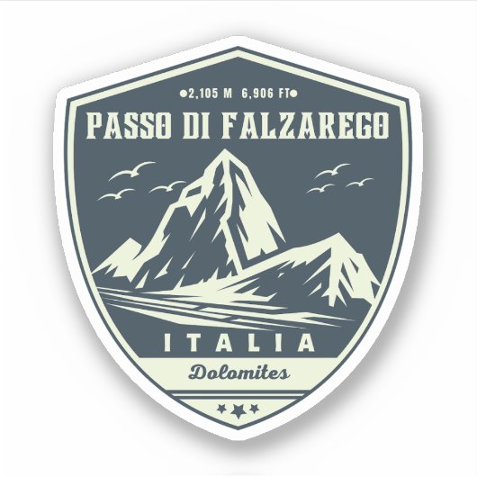 Passo di Falzarego-italienischer Bergpass Dolomit Aufkleber (Vorderseite)