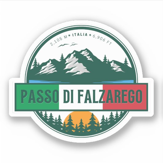 Passo di Falzarego-italienischer Bergpass Dolomit Aufkleber (Vorderseite)
