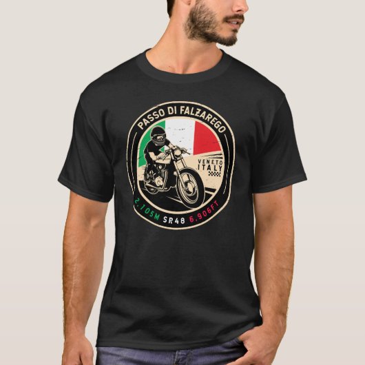 Passo di Falzarego Italy Falzarego Pass Motorcycle T-Shirt (Vorderseite)