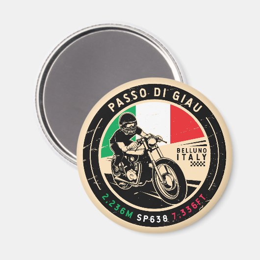 Passo di Giau Italy | Giau Pass | Motorcycle Magnet (Vorderseite/Rückseite)