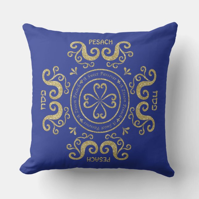 Passover 20/20" Pillow "Elegant Blue/Gold" Kissen (Vorderseite)