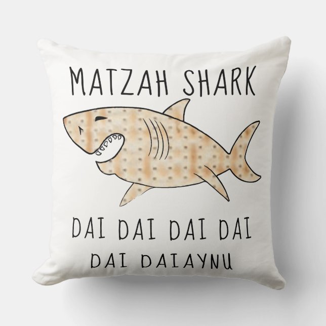 Passover 20 x 20 Daiaynu Matzah Shark Kissen (Vorderseite)