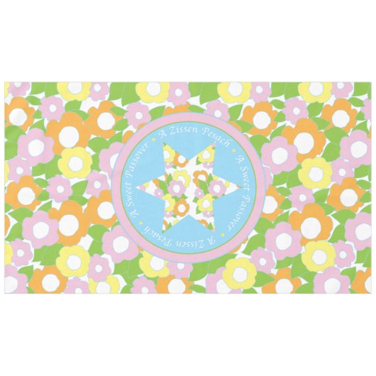 Passover 60" x 104" Tabletecloth "A Sweet Pessach" Tischdecke (Vorderseite (Horizontal))