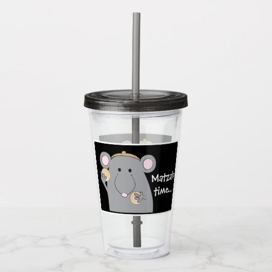 Passover Acrylic Tumbler 16 oz Matzah Mouse Time Acryltrinkbecher (Vorderseite)