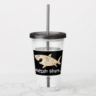 Passover Acrylic Tumbler 16 oz Matzah Shark Acryltrinkbecher