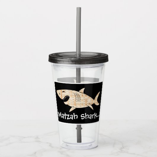Passover Acrylic Tumbler 16 oz Matzah Shark Acryltrinkbecher (Vorderseite)