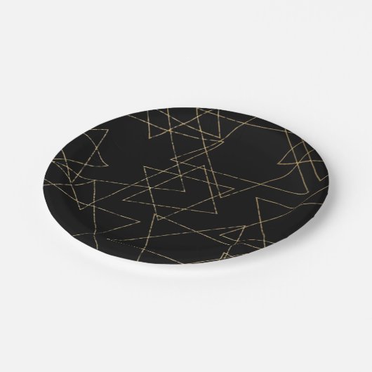 Passover Black Gold Stars Pappteller (Schrägansicht)