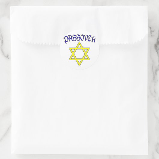 Passover Blue & Gold Runder Aufkleber (Tasche)