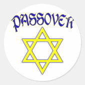 Passover Blue & Gold Runder Aufkleber (Vorderseite)