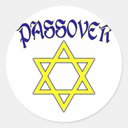 Passover Blue & Gold Runder Aufkleber (Vorderseite)