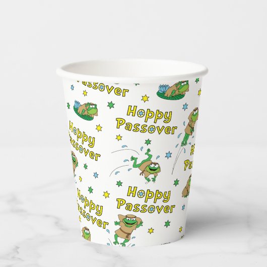 Passover Custom Paper Cups "Hoppy Passover" Pappbecher (Vorderseite)