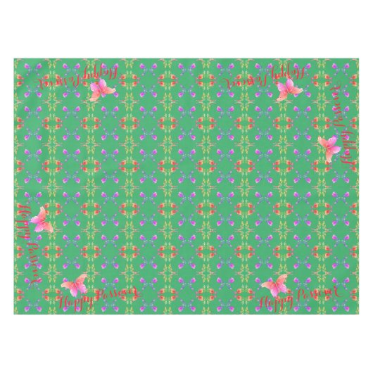 Passover Custom Text Rose Butterfly Tischdecke (Vorderseite (Horizontal))