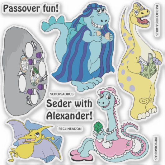 Passover Dinosaur Seder Custom Shaper Stickers Aufkleber (Vorderseite)