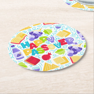 Passover Festive Paper Coaster Runder Pappuntersetzer