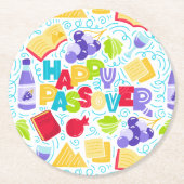 Passover Festive Paper Coaster Runder Pappuntersetzer (Vorderseite)