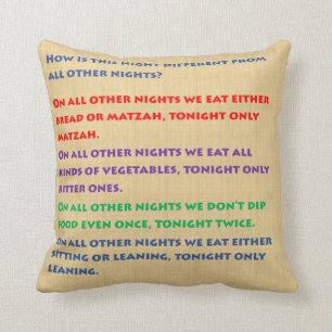 Passover Four Questions Pillow - Englisch & Hebräi Kissen
