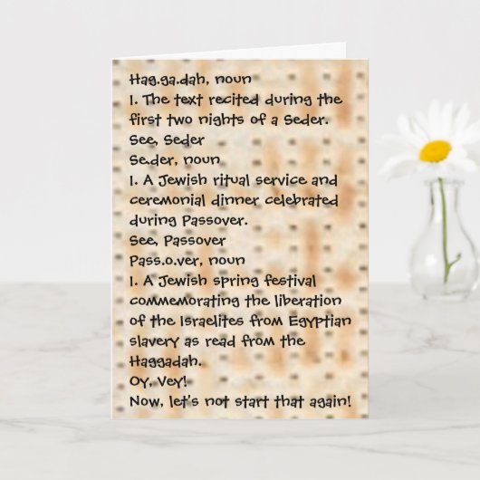Passover Funny definieren Haggadah Matzah Karte (Kleine Pflanze)