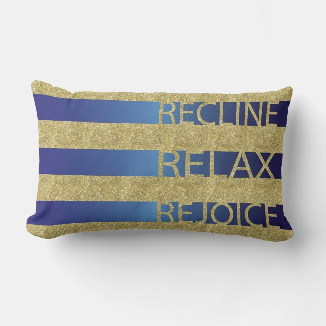 Passover Gold/Blu Pillow "Recline, Relax, Freude" Lendenkissen (Vorderseite)