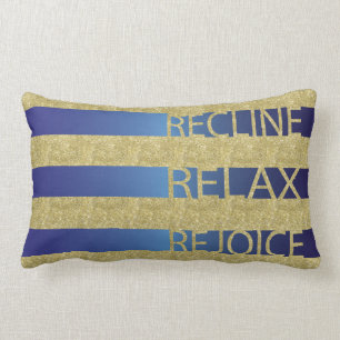 Passover Gold/Blu Pillow "Recline, Relax, Freude" Lendenkissen