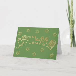 Passover Greeting Card "Gold Jerusalem" Karte