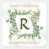 Passover Monogram Sever Floral Sticker (Vorderseite)
