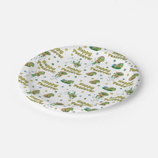 Passover Paper Teller "Hoppy Passover" Muster (Schrägansicht)