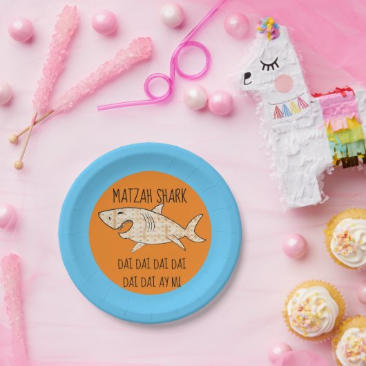 Passover Papierplatte "Matzah Shark" Muster Pappteller (Party)